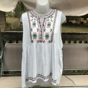 Knox Rose | white embroidered tank